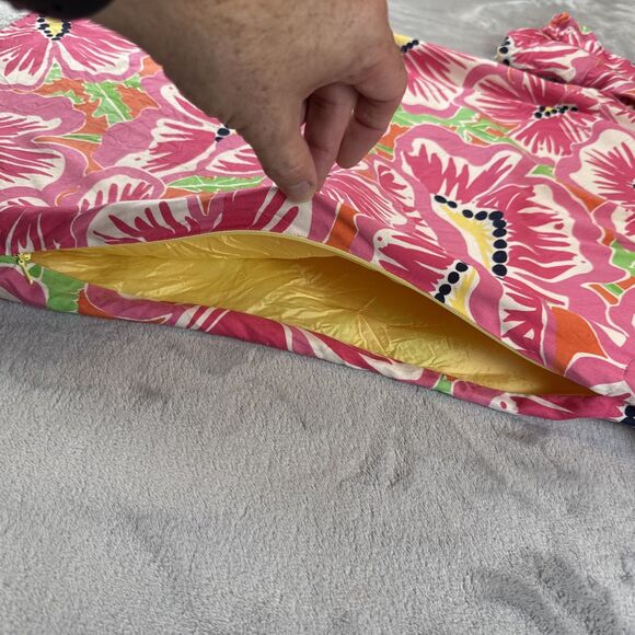 Lilly Pulitzer Womens Sz 6 Pink Floral Silk Puff Sleeve Mini Dress Lined - Picture 3 of 9